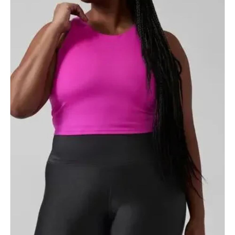 Athleta Conscious Crop Bra Top D-DD+ 3X Electric Fuchsia Light Impact Swim NWT